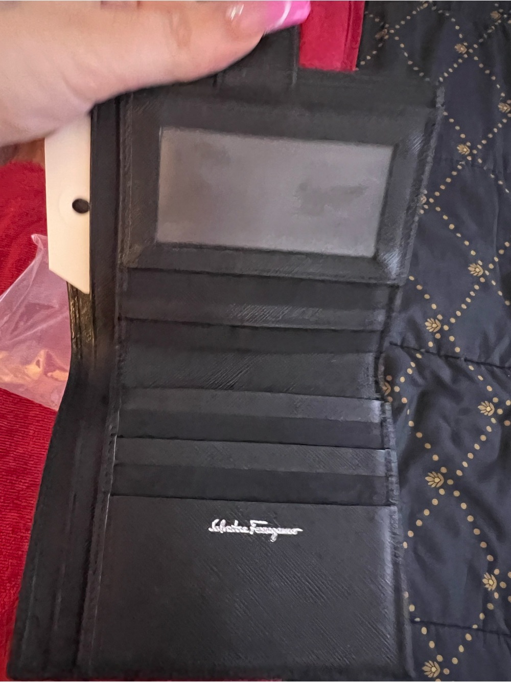 Salvatore Ferragamo Black Saffiano Leather Bifold Card Wallet